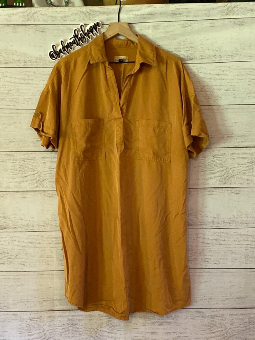 Universal Thread Mustard Yellow Short Sleeve Tunic Blouse Top XXL